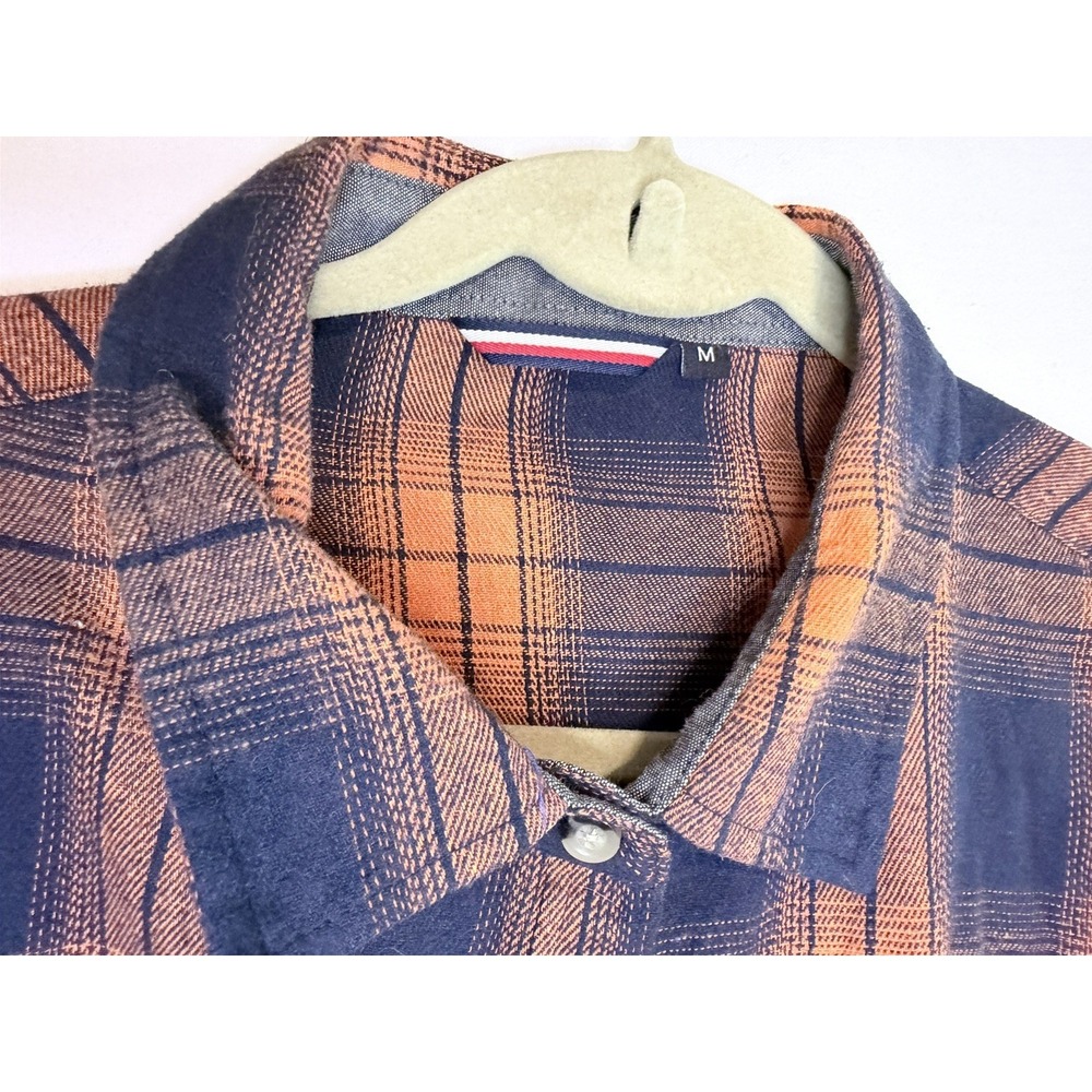 Unbranded Men's Lumberjack Long Sleeve Plaid Orange And Blue  2 Pockets Sz M - Picture 5 of 6